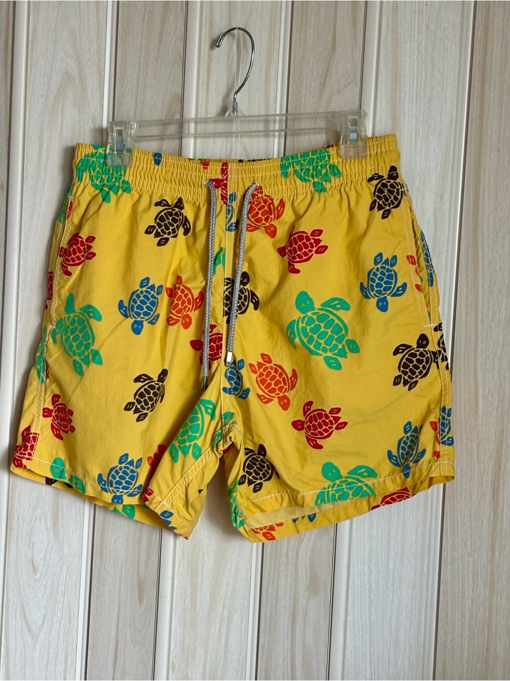Vilebrequin Yellow Turtle Print Swim Trunks
